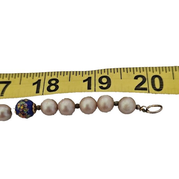 Vintage Hobe' Signed Necklace,  Pendant, Cloisonne, Blue Free-Form 2-Side Design - Picture 9 of 9